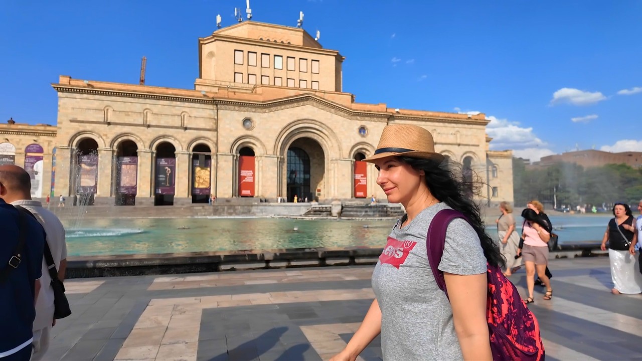 Yerevan, Armenia, Walking Tour in a Hot Summer Day, Aug 10, 2025