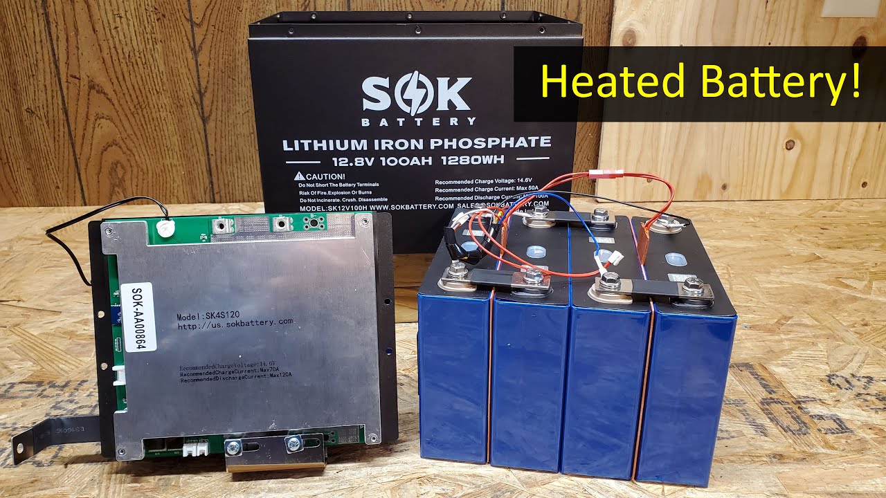 Heated SOK 12V 100Ah LiFePO4 Battery, Bluetooth, 10-Year Warranty! 