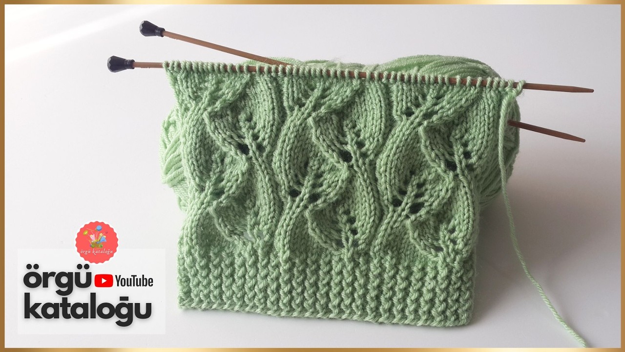 İki Şiş Kolay Yaprak Örgü Modeli ✨ Bayan Yelek Modelleri ✨ İki Şiş Kolay Örgü Modelleri