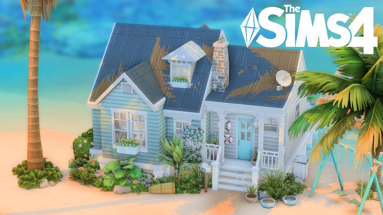 Turquoise Beach House - Sims 4 Speed Build with CC - YouTube