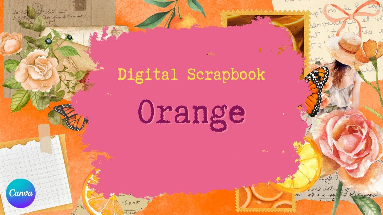 Creating an ORANGE Digital Scrapbook with Canva