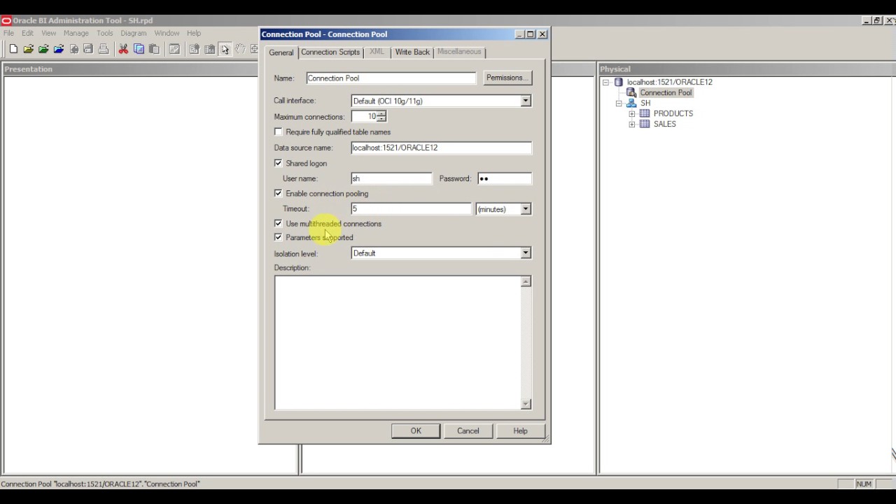 Connection Pool Properties in OBIEE 12C Repository RPD YouTube