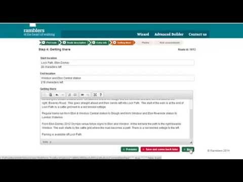 Ramblers Routes Tutorial - Getting there (step 4)