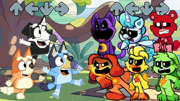 FNF Can Can But Smiling Critters x Bluey x Bingo x Mackenzie Sing it - FNF mod Friday Night Funkin