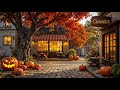 Sweet October Fall Morning & Cozy Coffee Shop Ambience | Relaxing Jazz Background Music for Working