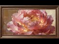 Blush Peony Glow | Luxury Pink Floral Painting | Soft Piano | Frame TV Art 4K