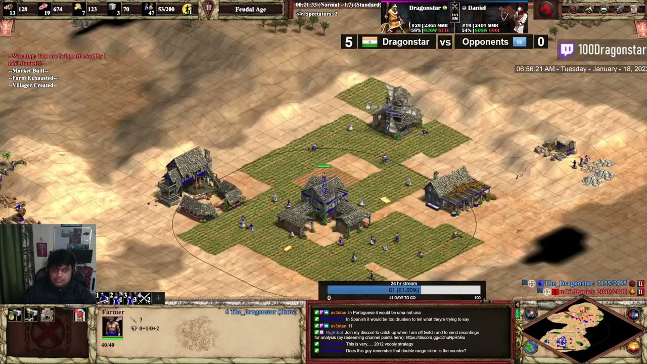 Spear Skirm Rush makes everyone panic part 2 | Dragonstar (Huns) vs Daniel (Chinese)