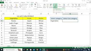 Drop down list in excel for quick  selection of options