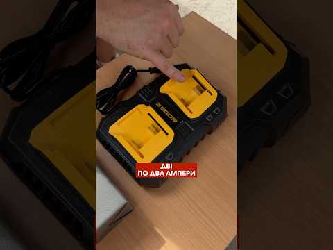 Зарядний пристрій Zegor ADP-2120-DUAL для акумуляторів (20V-2×2 А, В кольоровому пакованні), видео 1