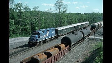 CONRAIL and AMTRAK TRAINS "THE BRICKYARD" ALTOONA, PA May 27, 1994 with the CR Track Geometry Train