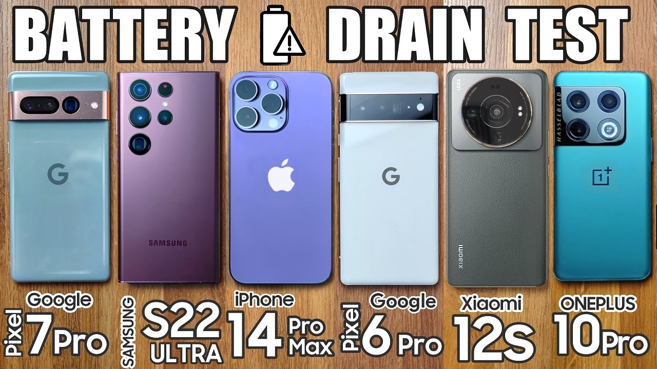 ⁣Google Pixel 7 Pro vs Samsung S22 Ultra / iPhone 14 Pro Max / Xiaomi 12s Ultra - BATTERY DRAIN TEST!