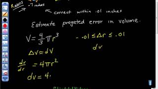 AP Calculus Differentials Propogated Error Pt II Application