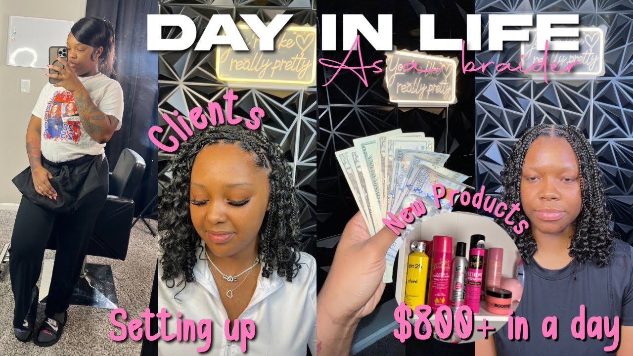 Day in life as a braider | a fully booked day of clients, restocking products, setting up etc.