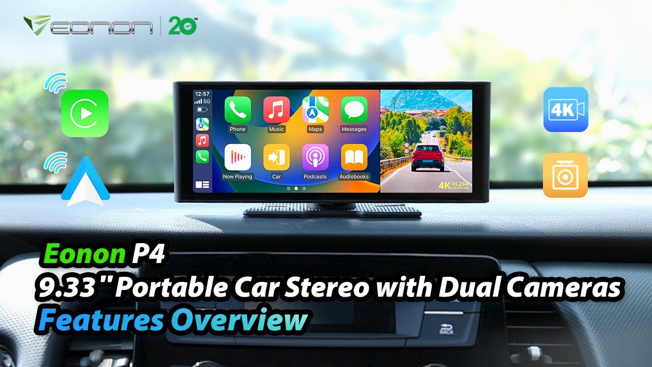 Introducing Eonon P4 Portable Car Stereo w/ Apple CarPlay & Android Auto & 4K  Dashcam & Rear Camera 