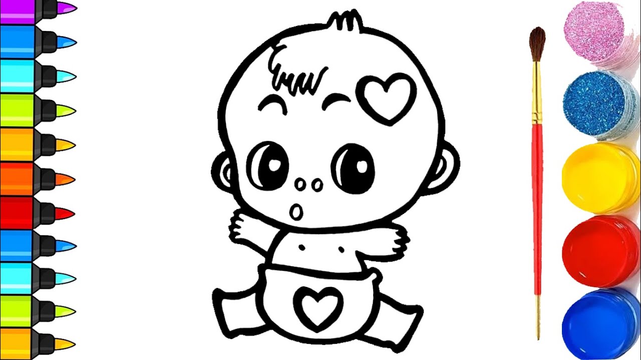 Hướng dẫn vẽ tranh em bé dễ thương - Dạy vẽ tranh, tô màu cho trẻ mầm ...