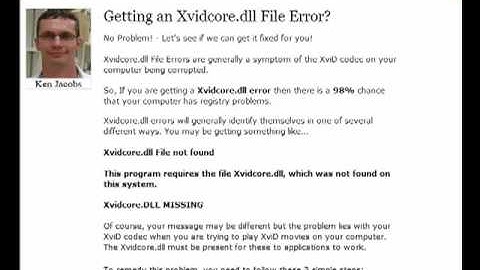 Xvidcore.dll File Error Fix