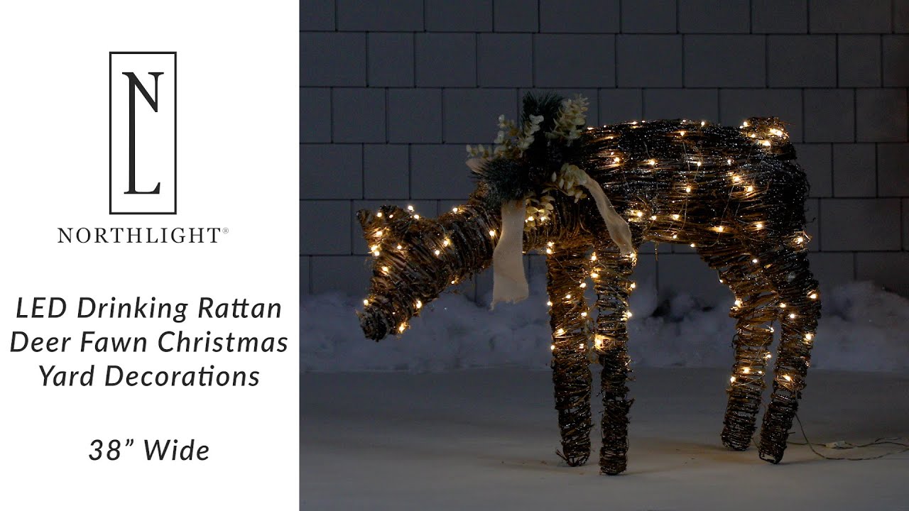 38" LED Drinking Rattan Deer Fawn Christmas Yard Decorations | Northlight D 19 33739 | Northlight