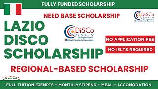 Study in Italy for Free: Lazio DiSCo Regional Scholarship 2026/27