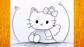 Dibujo fácil de Hello Kitty paso a paso/ Cómo dibujar la gatita más linda