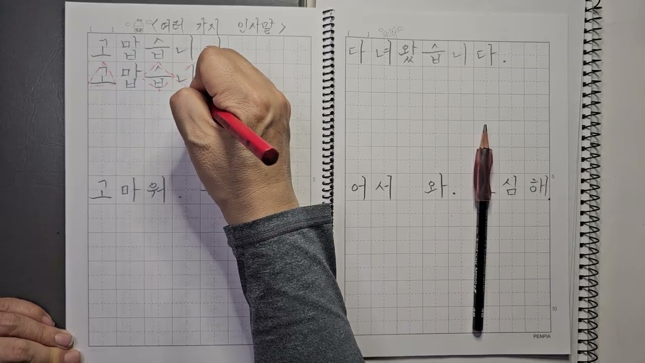 [311] 한글공부-여러 가지 인사말(8칸)#한글#Hangeul#한국어#korean#4B연필#한글예쁘게쓰기#LearningKorean