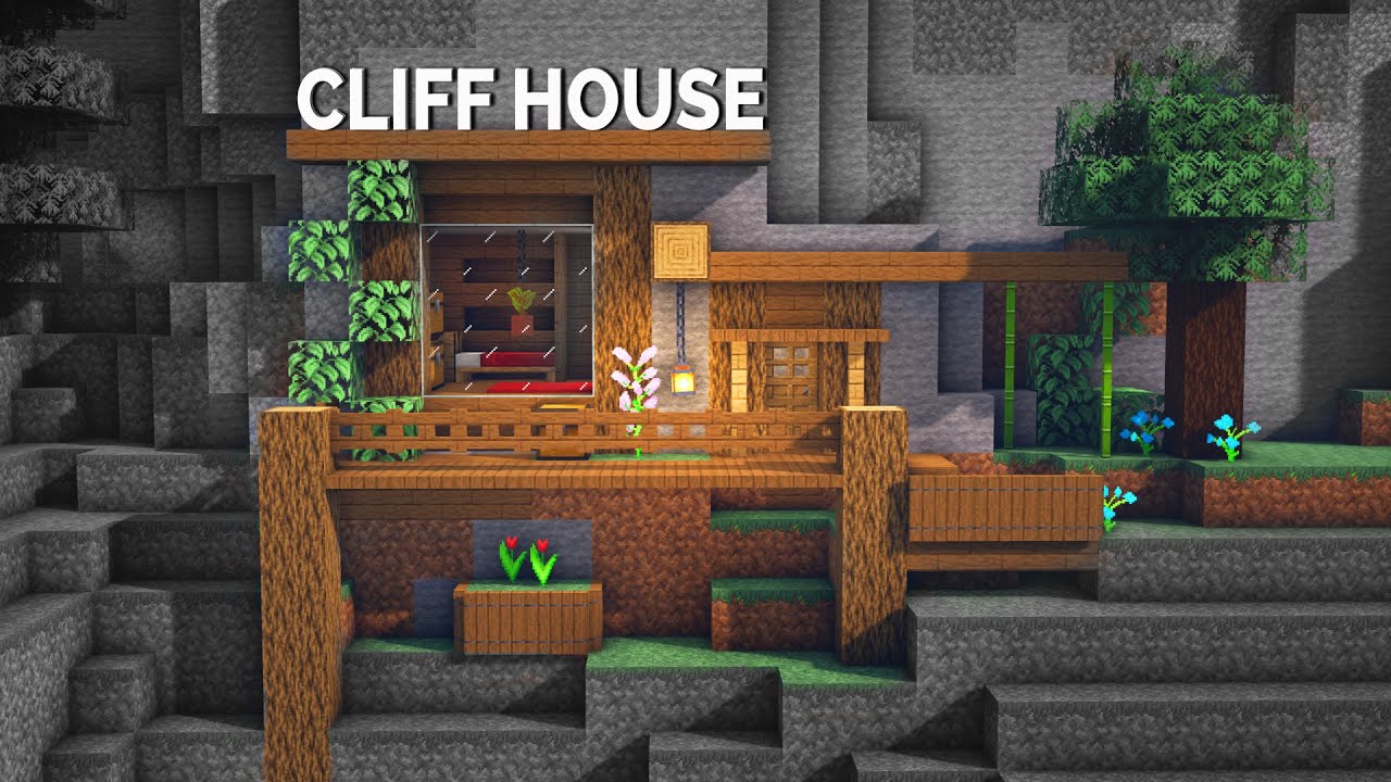 Minecraft Tutorial Cliff Base House With Everything You Need To Survive Youtube
