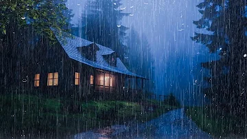 Goodbye Insomnia With Heavy RAIN Sound | Rain Sounds On Old Roof In Foggy Forest At Night, Study