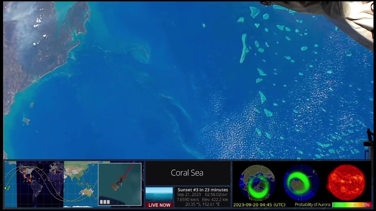 Sept 20 2023 Earth Space View Coral islands, part of the Great Barrier Reef, Australia, from