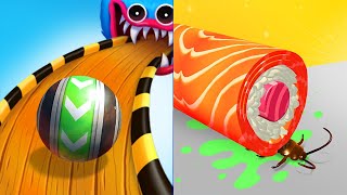 Sky Rolling Ball 3D VS Sushi Roll 3D Android iOS Mobile Gameplay Walkthrough Level 176-180