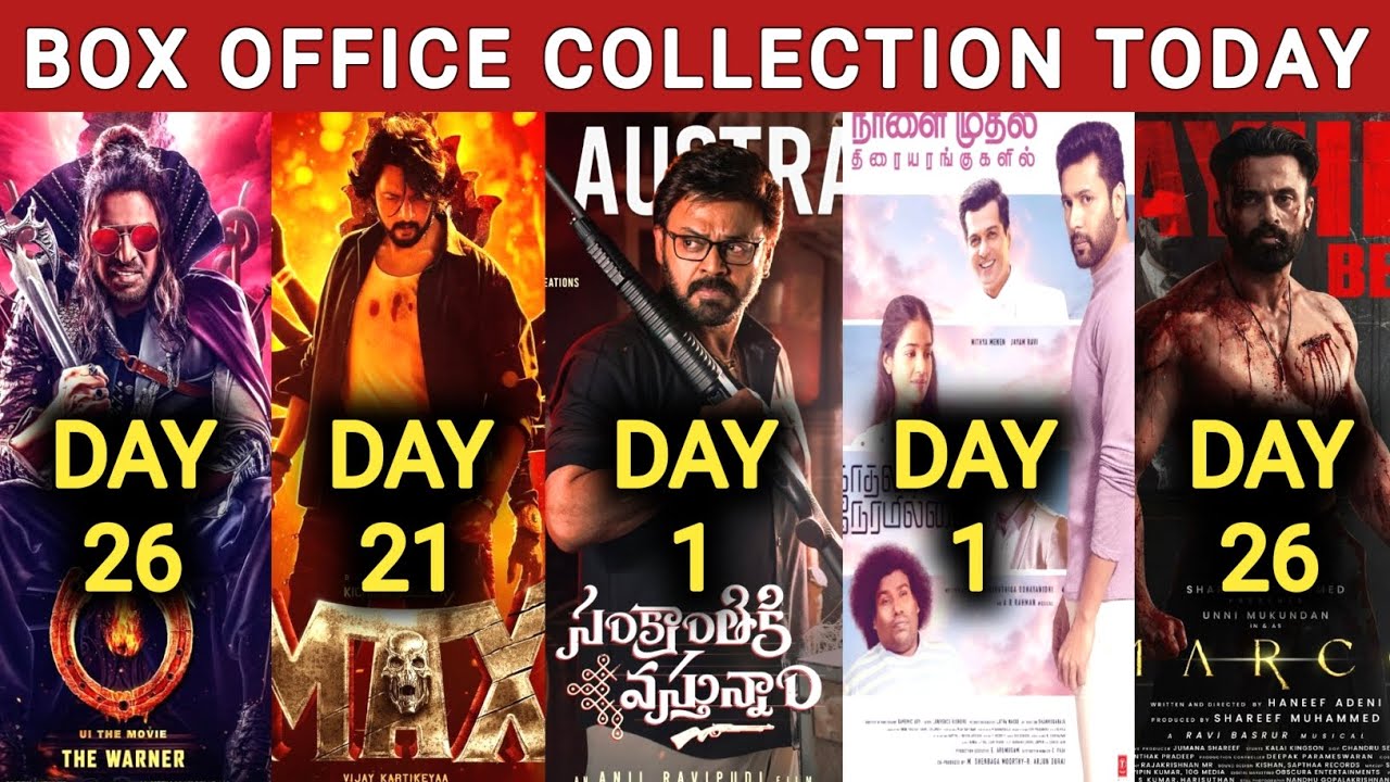 Box Office Collection Of Sankranthiki Vasthunnam,Kadhalikka Neramillai,Max,UI & Marco | Max vs UI