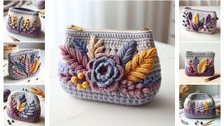 CROCHET POUCH WITH LAVENDER & BERRIES COLOR COMBINATION - Crochet Ideas