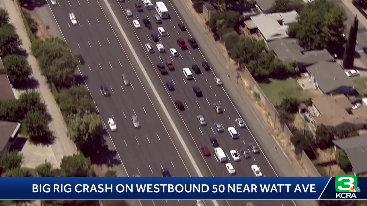An overturned big rig has snarled westbound traffic on Highway 50 near ...
