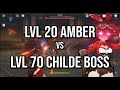Lvl 20 amber vs lvl 70 childe boss can she win  genshin impact