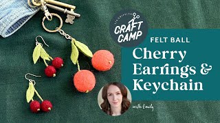 How to Make Felt Ball Cherry Keychain & Earrings 🍒