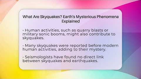 What Are Skyquakes? Earth