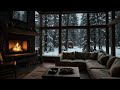 No Ads Fireplace Blizzard ASMR - Snow Storm Sound Sleep With Fireplace Burning For Deep Sleeping