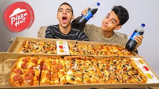 تحدي اكل اطول بيتزا في العالم بطول 2 متر من بيتزا هت مع عقاب !؟