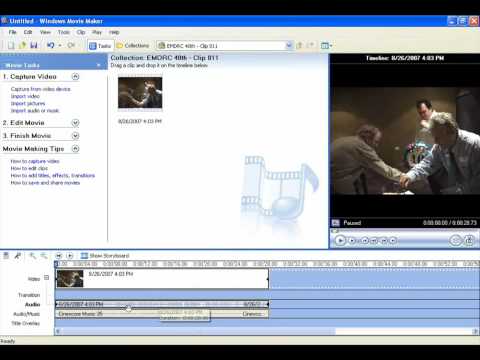 Adjusting background audio in Windows Moviemaker