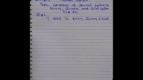 Conversion of Decimal System into Binary System,Ex#3.1,8th Class