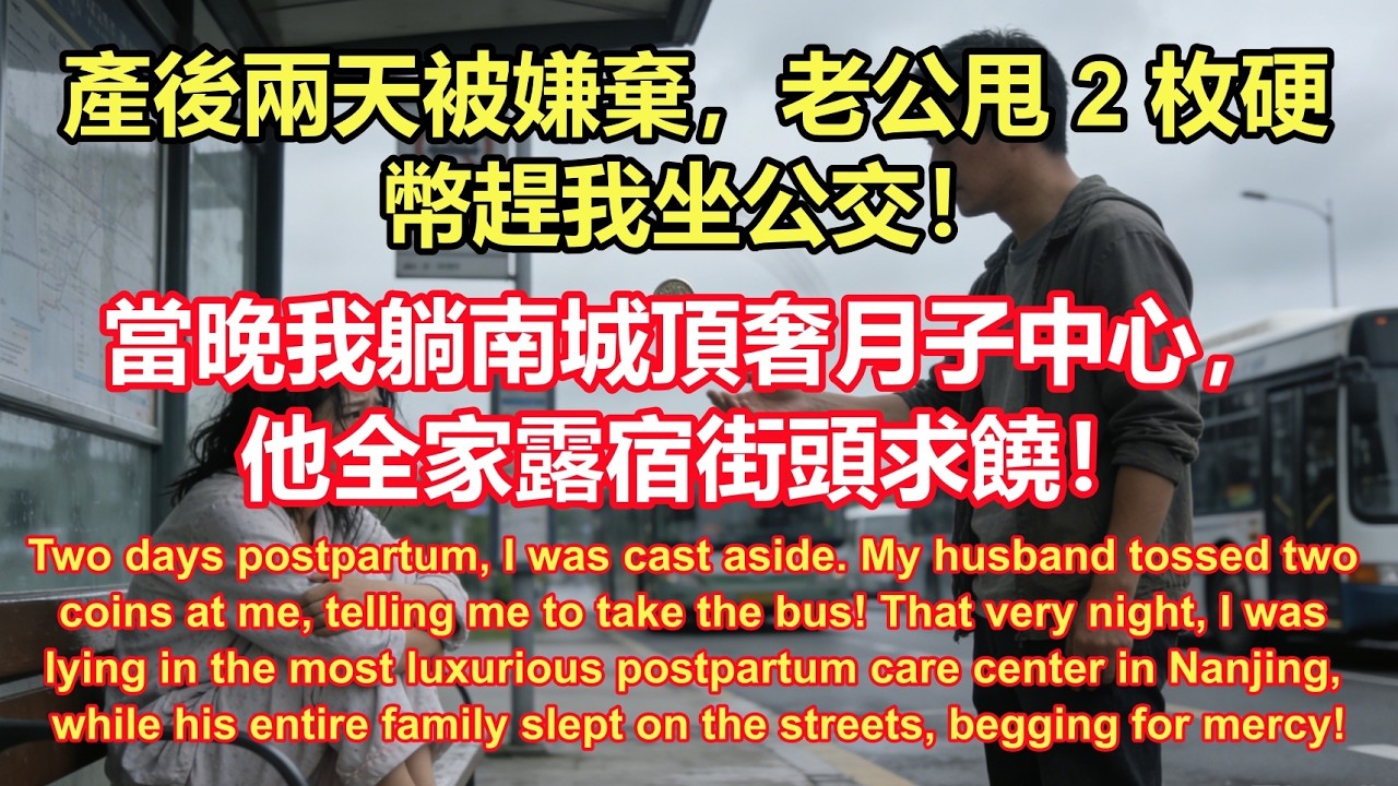 產後兩天被嫌棄，老公甩 2 枚硬幣趕我坐公交！當晚我躺南城頂奢月子中心，他全家露宿街頭求饒！ #故事分享 #情感故事 #老年故事 #故事#情感需求#一口氣看完#爽文