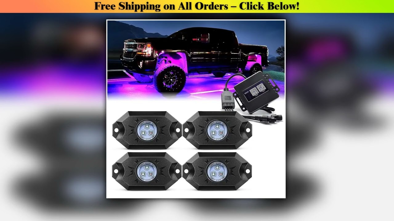 MICTUNING CM 4 Pods RGB LED Rock Lights Wireless App Controller Remote Multicolor Neon LED Lights