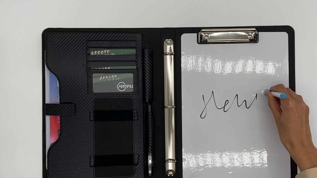 Binder Clipboard Dry Erase Board Padfolio, 3-Ring Binder Portfolio with Dry Erase Clipboard