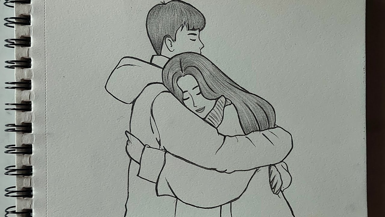 dessin au crayon étape par étape très facile d'un couple amoureux, dessin  facile pour les débutants, image size:1280x720