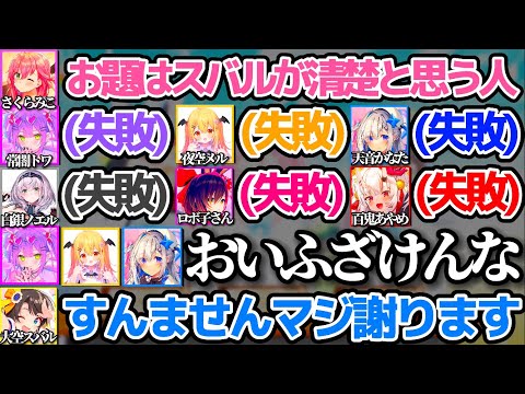 ホロメンハンティングのお題"スバルが清楚だと思う人"の判定に納得がいかずブチギレるホロメン達w【ホロライブ切り抜き/ホロライブ大運動会2023/さくらみこ/大空スバル/大神ミオ】