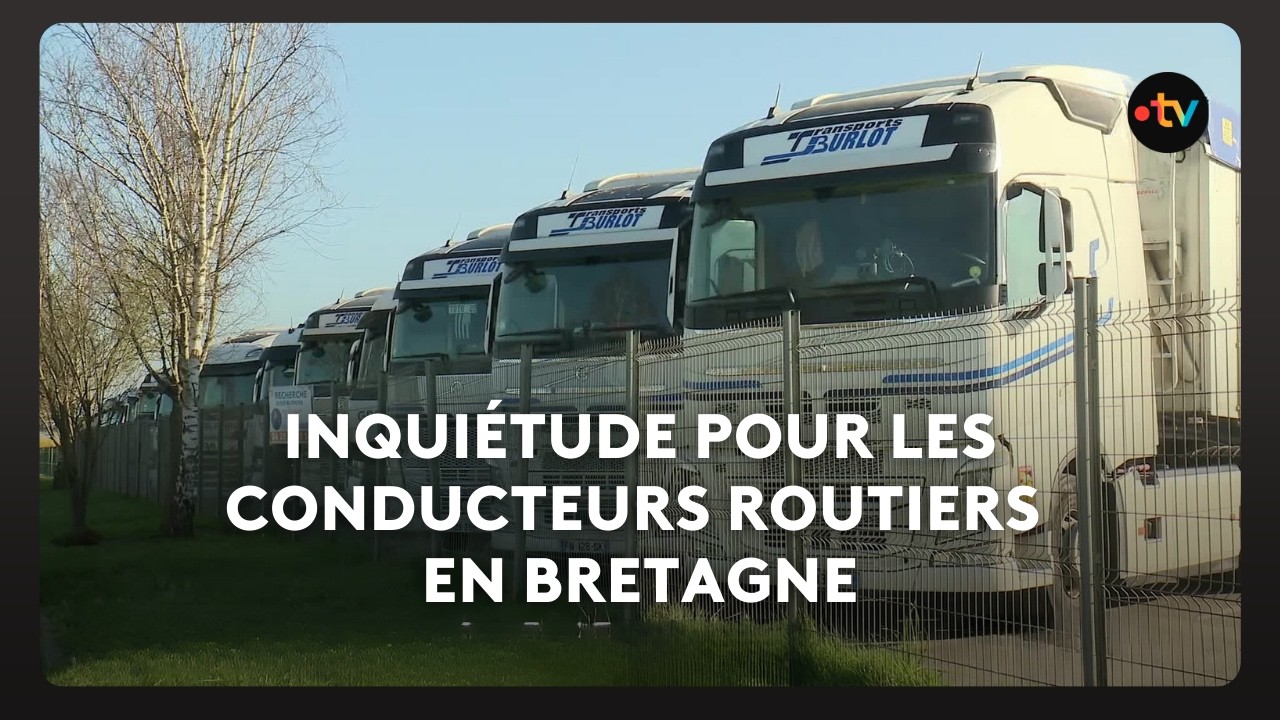 Des conducteurs routiers en grève à Loudéac.