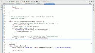 CS2 Java Tutorial Birthday Book App 13 BirthdayBook class, getReminders method