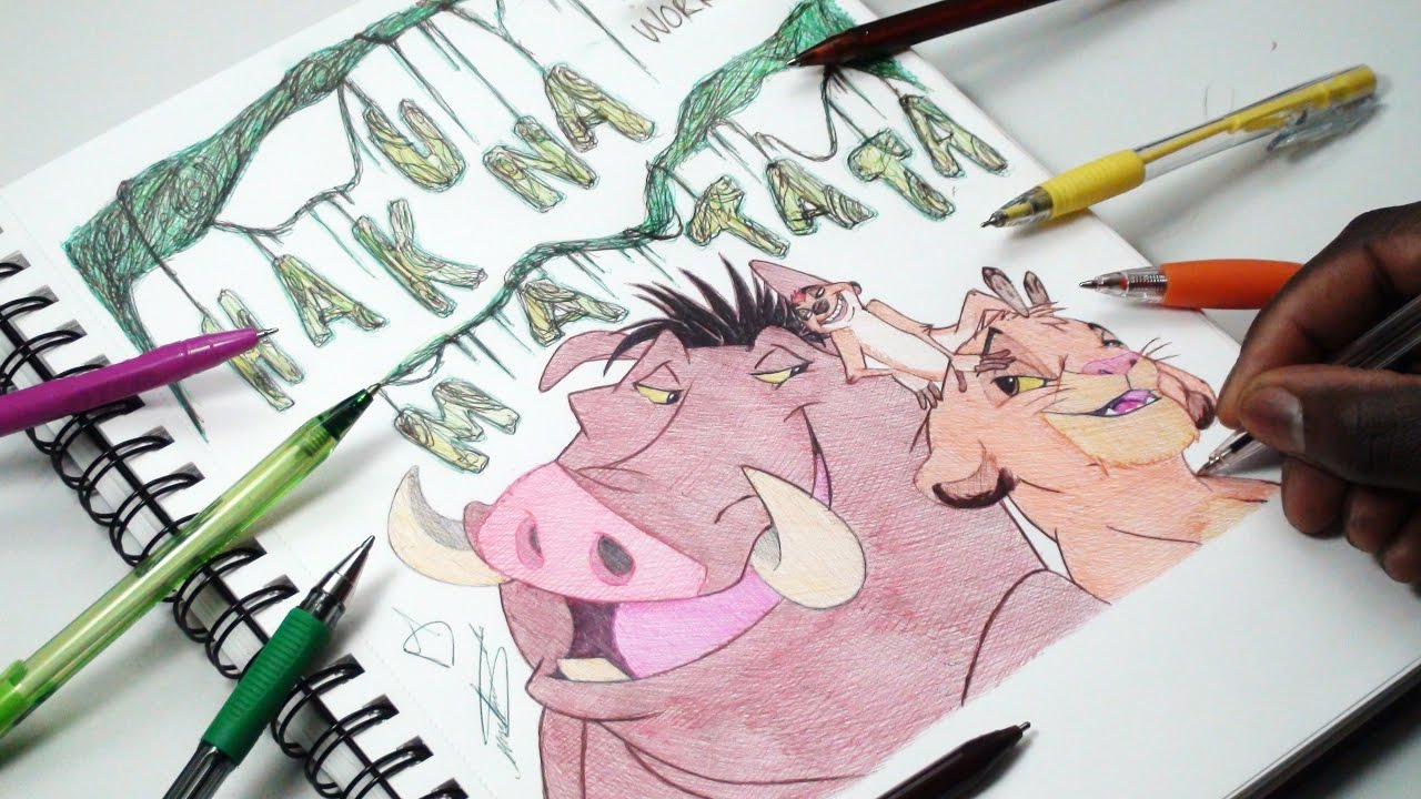 Tony Bancroft The Lion King Pumbaa  Timon Disney Sketch in Dustin  Whitneys Tony Bancroft Original Art Comic Art Gallery Room