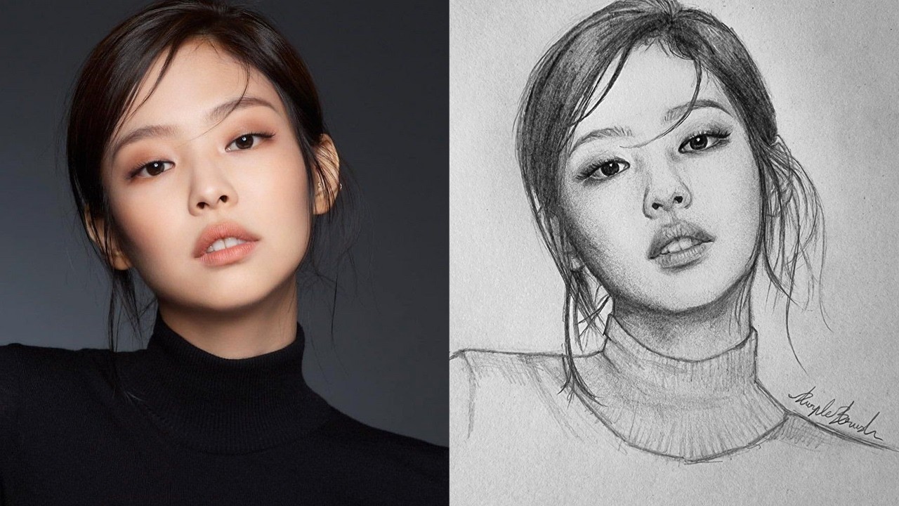 How to Draw BLACKPINK Jennie Step by Step | Drawing Tutorial using Loomis Method