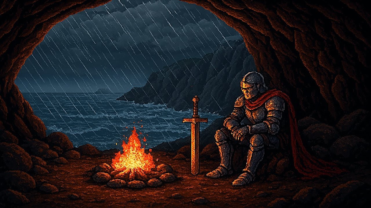 Outside, the rain is getting heavier    but inside the cave, a warm peace awaits