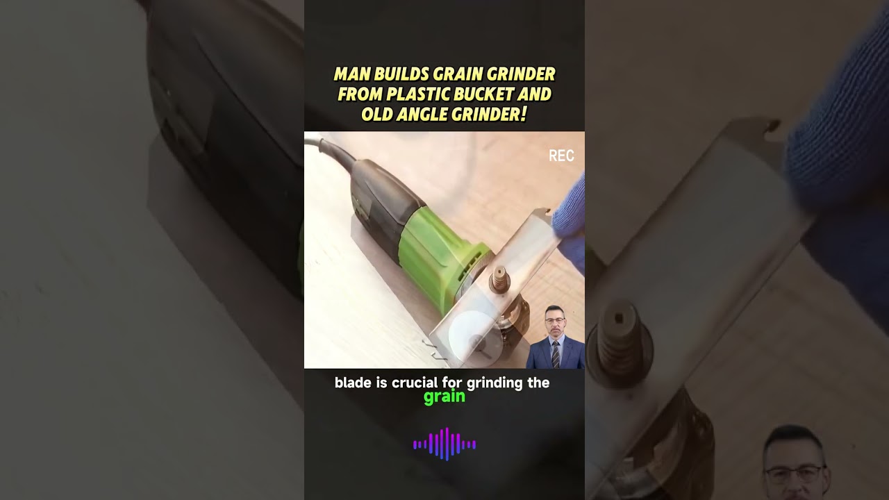 Man Builds Grain Grinder from Plastic Bucket and Old Angle Grinder!