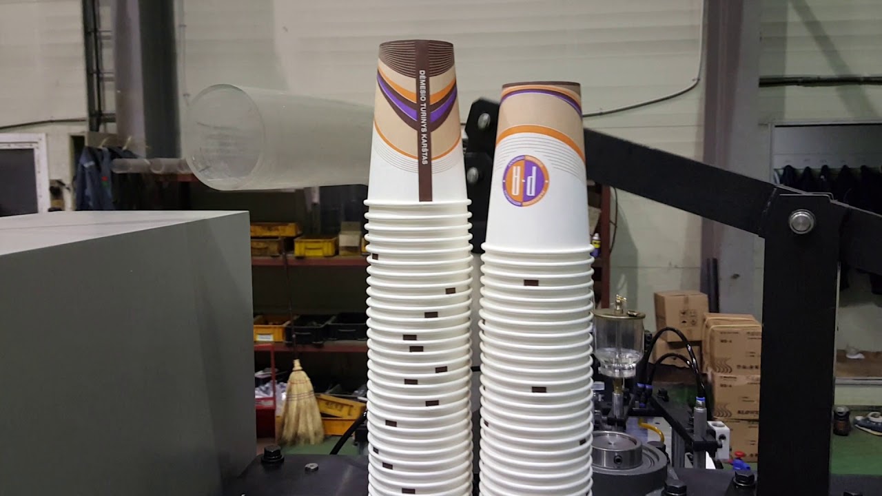 Paper cup forming machine 12oz - YouTube